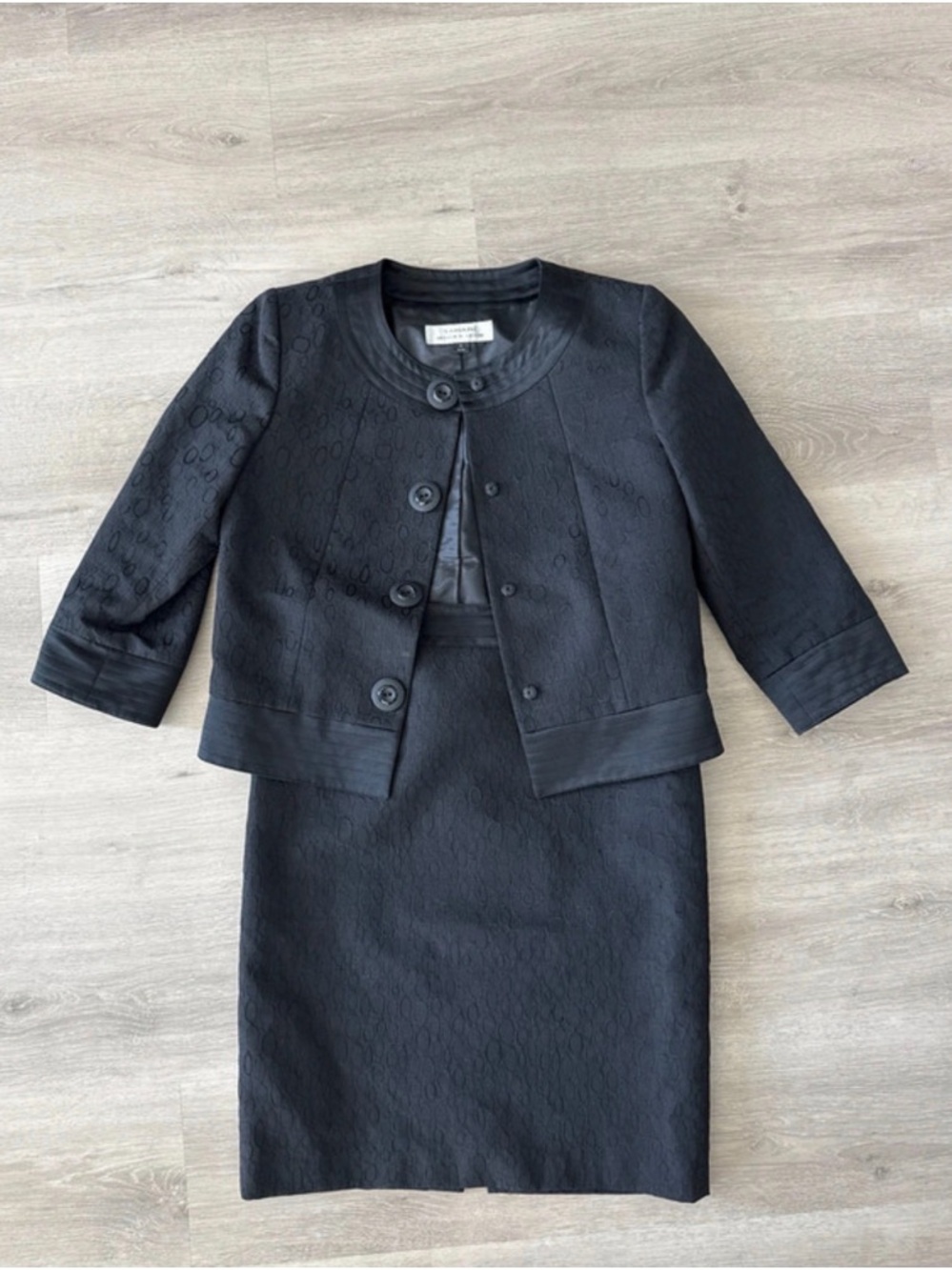 Talbots Black Textured Two-Piece Skirt Suit